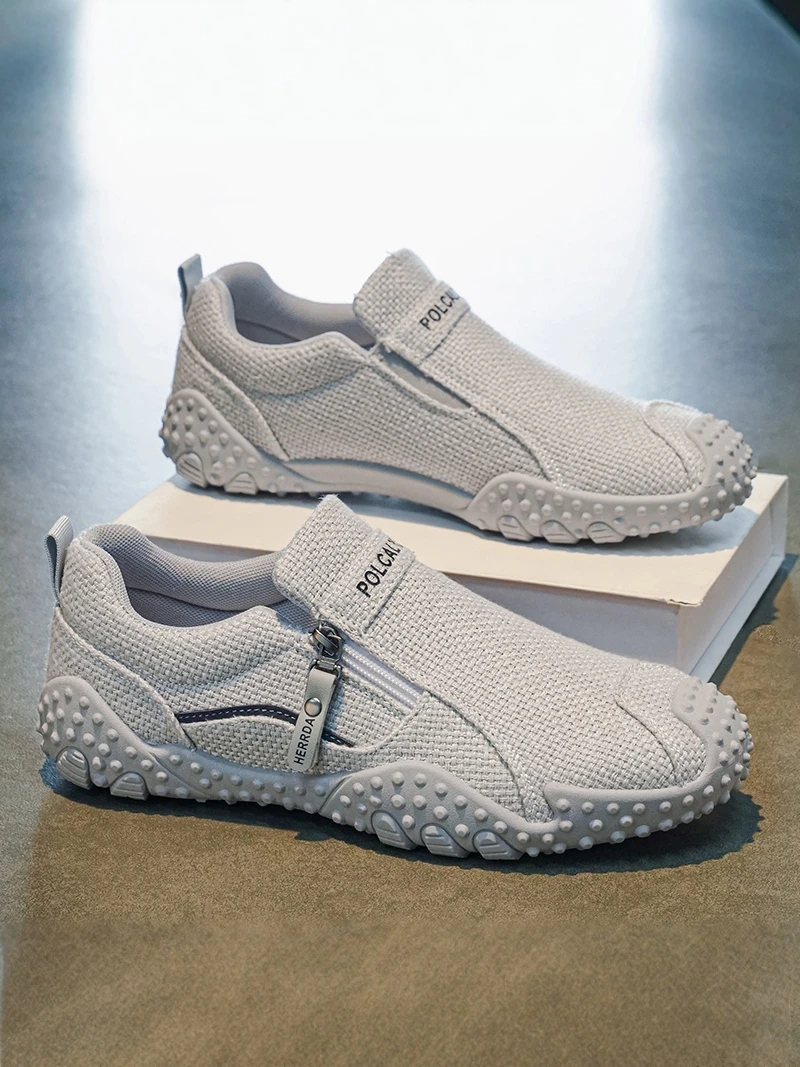 Men's Casual Canvas Shoes Breathable Linen Anti-slip Soft Bottom Sports Leisure Beijing Old Style Slip-On Summer Footwear