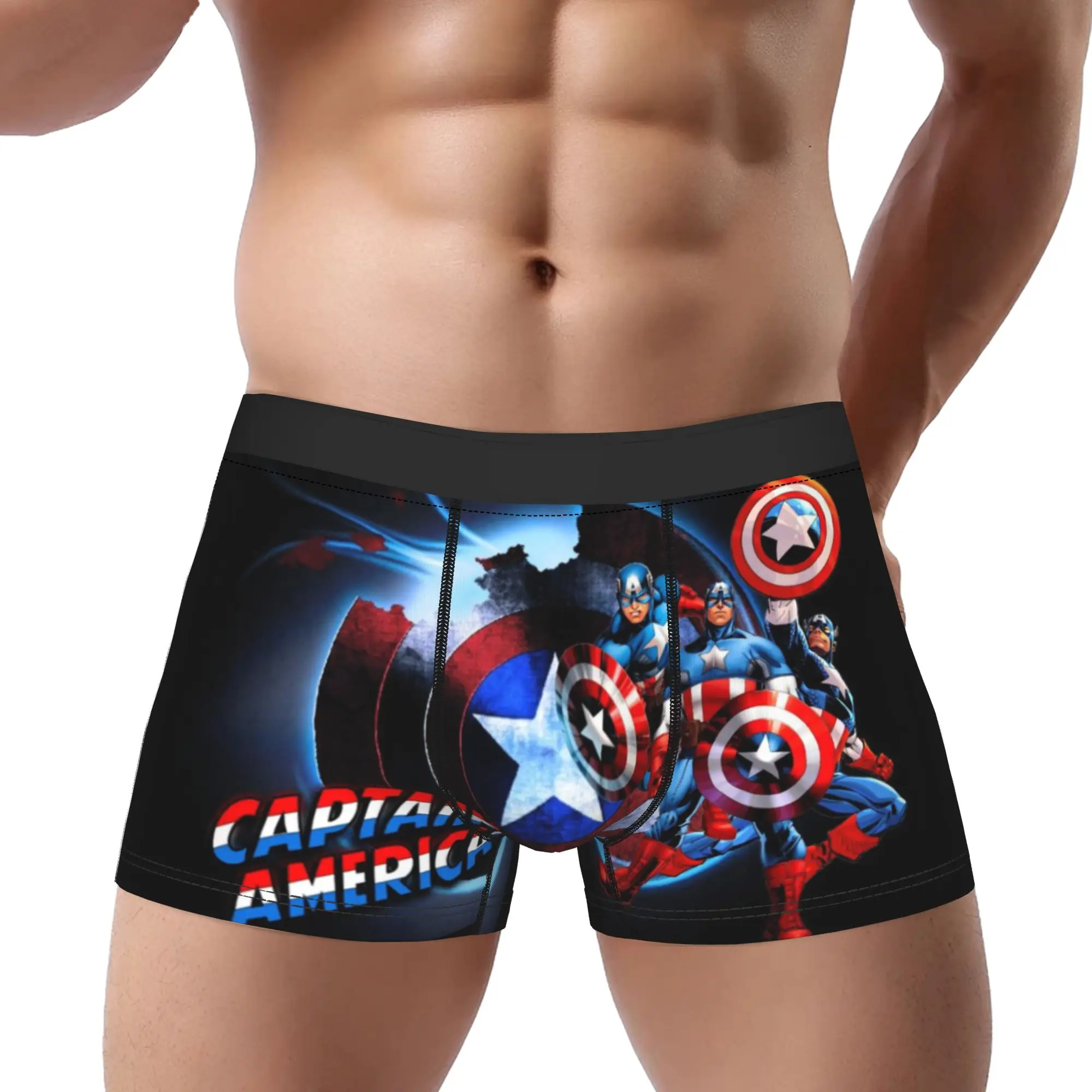 

Трусы Captain America (8) Marvel, мужские трусы, мужское нижнее белье, шорты с принтом, трусы-боксеры