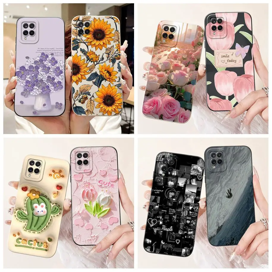 Case For Samsung Galaxy A12 M12 F12 Cover Popular Cactus Flower Soft Silicone Phone Case on Samsung A12 SM-A125F A 12 M 12 Funda