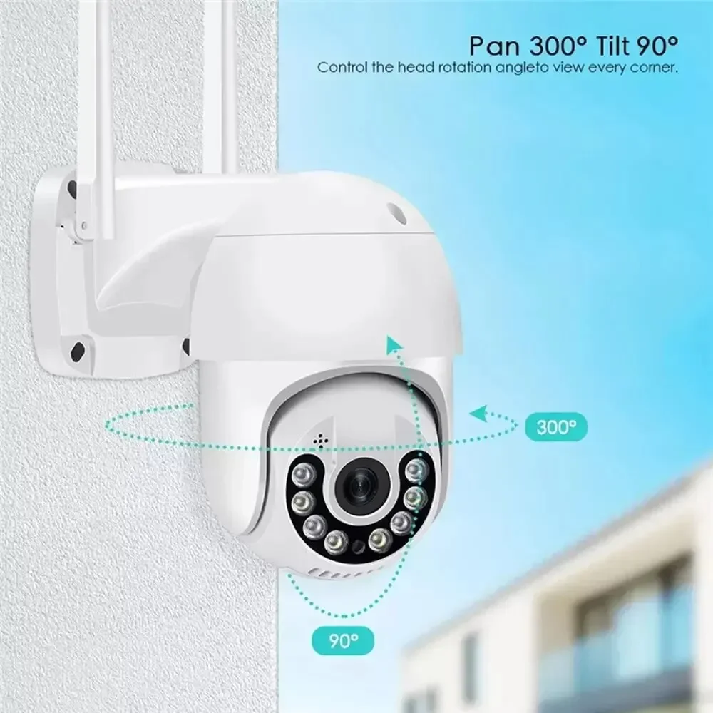 PTZ WIFI IP 카메라 오디오 CCTV 감시 야외 5X 디지털 줌 야간 풀 컬러 무선 방수 보안 모니터, 2MP, 4MP