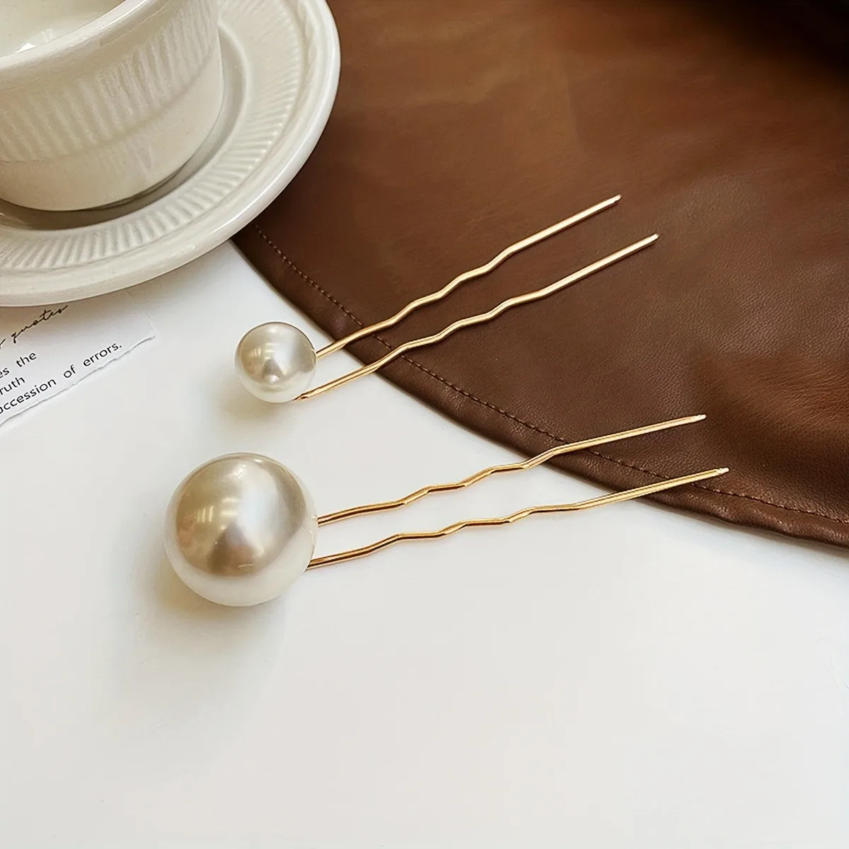 2-Piece Faux Pearl Hairpin Set  U-Shaped For Women & Girls, Hair Accessories Hair pin Perfect For Weddings