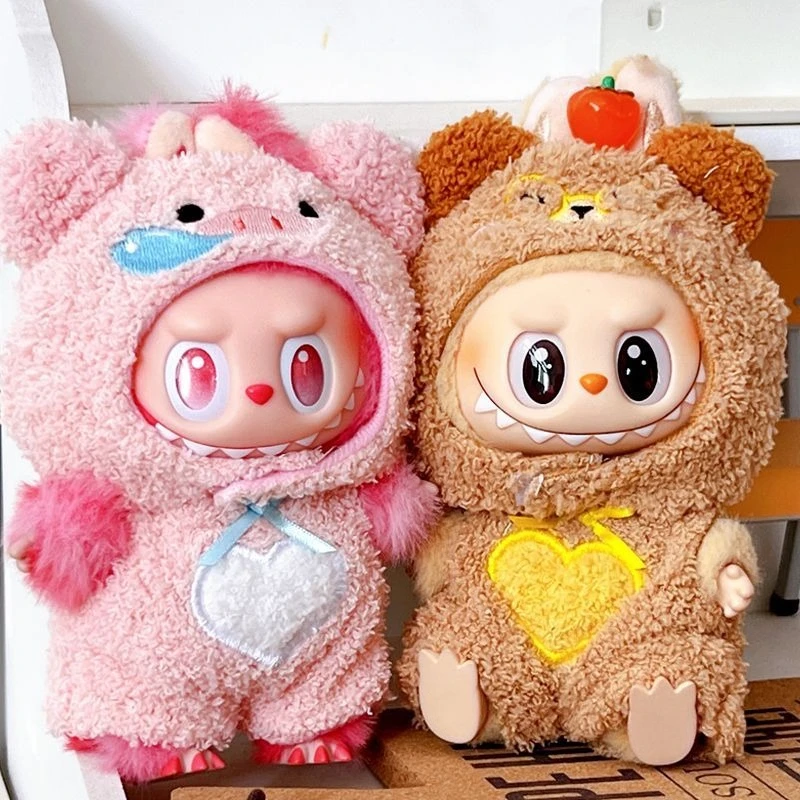 

Suitable for Labubu 17cm V1 V2 V3 Vinyl Doll Clothes Cartoon Cute Furry Onesie Suit Replaceable Clothes Dress Accessories Gifts