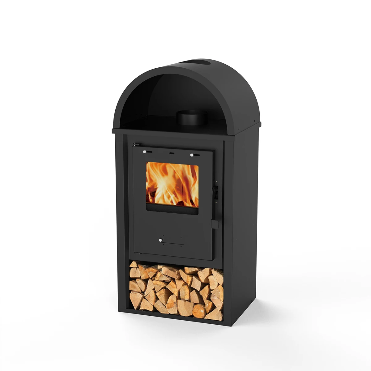 

Luxurious and practicalR0902B Durable Home Heating Wood Burning Stove Indoor Steel Fireplace Wood Stove with Log Storage for Liv