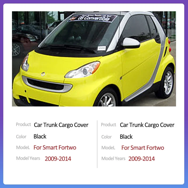 For Smart Fortwo 2009~2014 2012 C 451 A451 Auto Rear Trunk Cargo Cover Retractable Luggage Curtain Car Accessorie Shield Shade