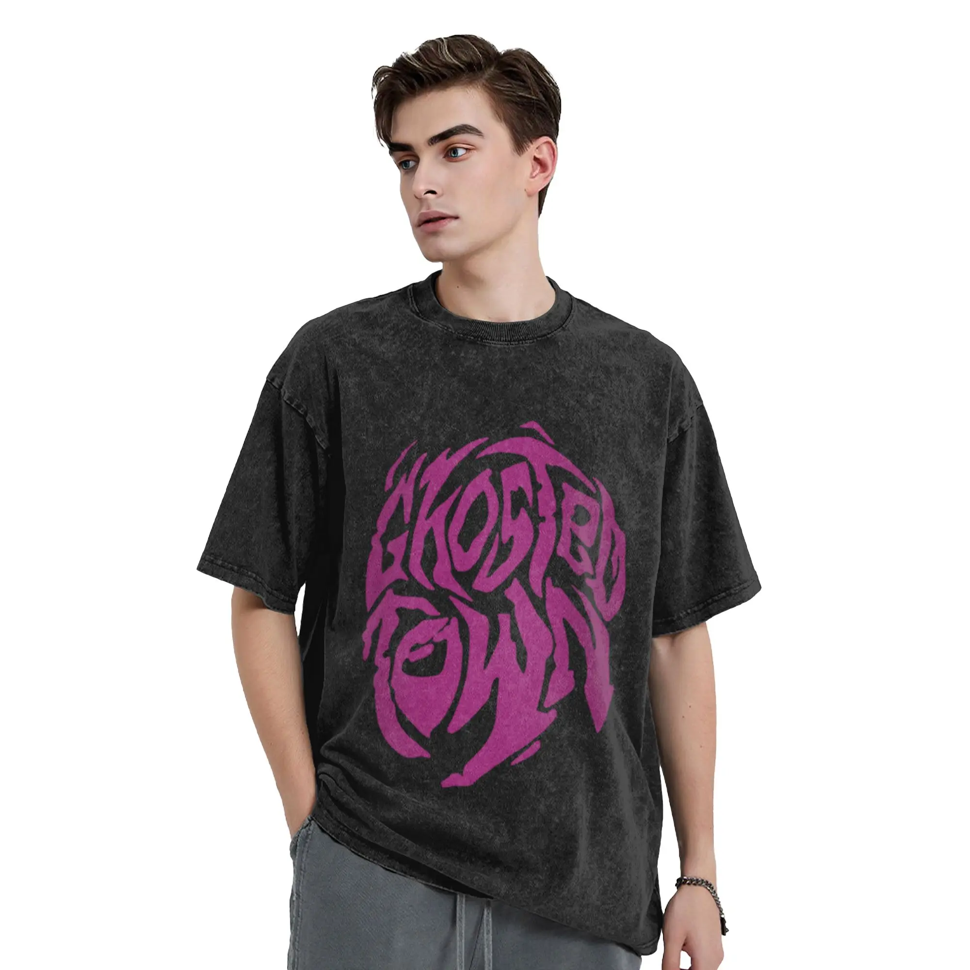 Ghosted Town Classic Chic A Washed T Shirt Men's Women's Oversized Cotton Tees Tops
