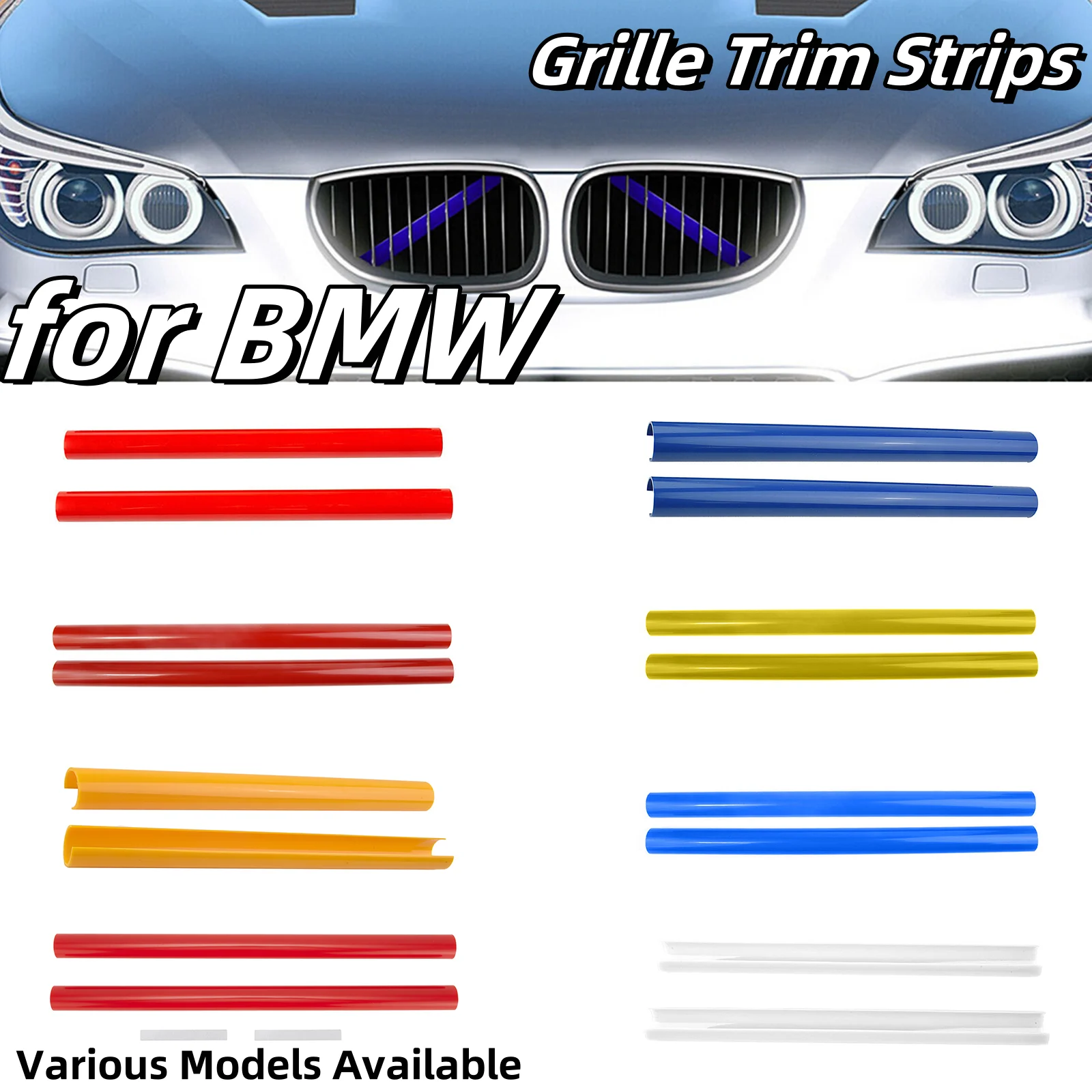 

2pcs Front Grill V Brace For BMW E60 1 2 3 4 Series Front Grille Trim Strips Cover Strip Cover Frame Car Decorations Stick