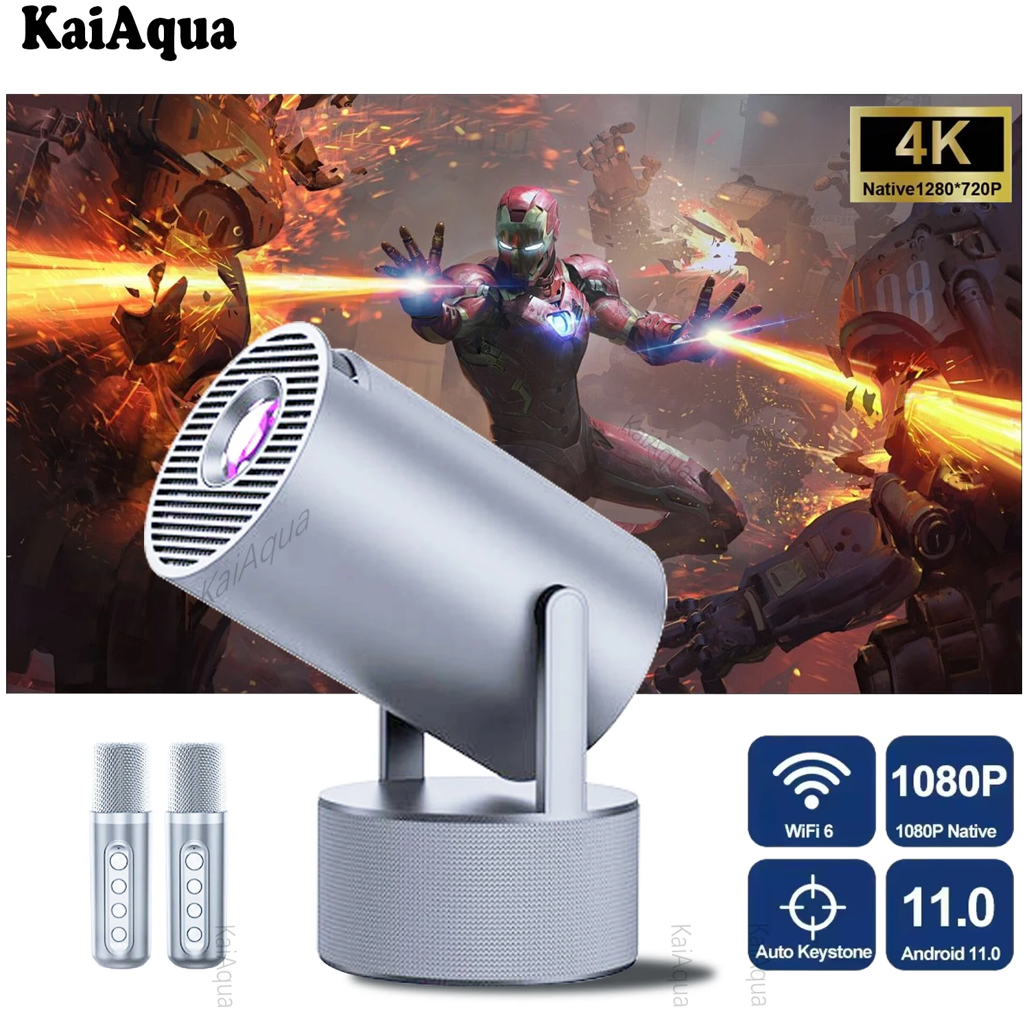 KaiAqua Projector HT5 Pro 4K Android 11 Dual Wifi6 260ANSI Allwinner H713 BT5.0 1080P 1280*720P Home Cinema Outdoor Projetor NEW