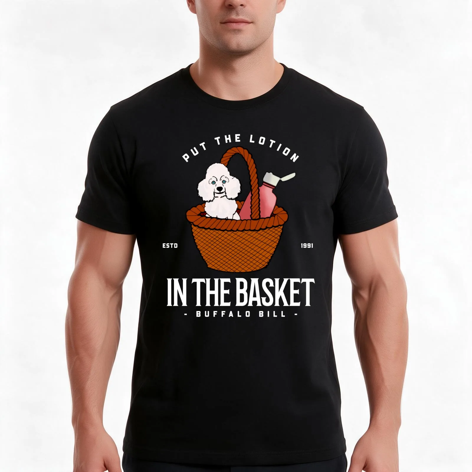 Put the lotion in the basket! T-Shirt, Summer Casual Cotton Tee, Oversized Streetwear Tops, Vintage Graphic Print, 100% Cotton