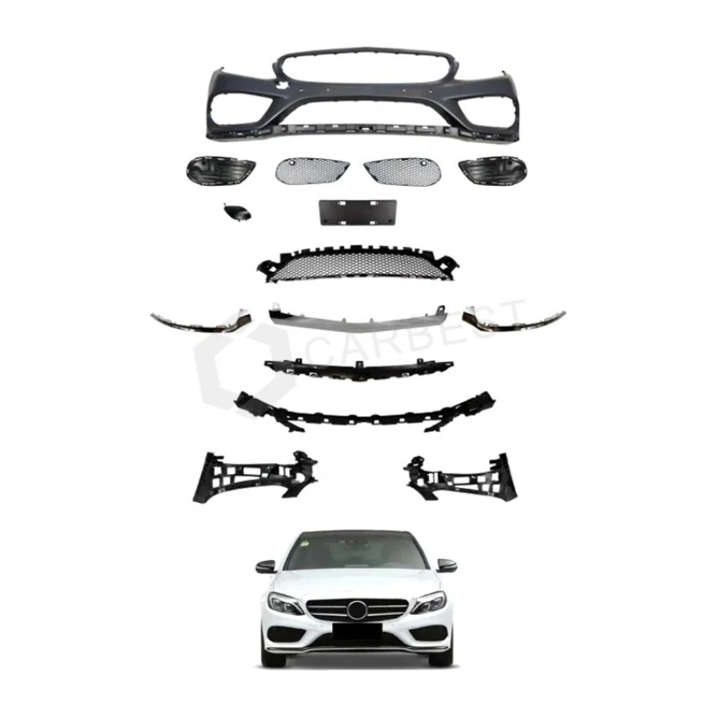 

BR Front Bumper Cover Compatible with W205 C-Class C300 C250 2015 2016 2017 2018 Sedan | Replaces OEM 2058801840 A2058801840