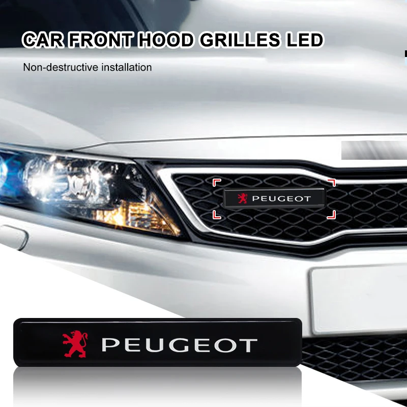 

Декоративная светодиодная эмблема-значок для решетки радиатора автомобиля и колпаков колес для Peugeot 2008, 207, 208, 407, 408, 508, 107, 106, 205