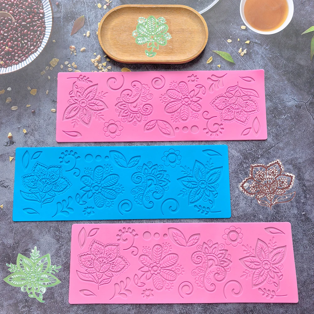 1pc Flower and leaf shaped chocolate sugar topper silicone mold, used for sugar processing, dessert cake decoration