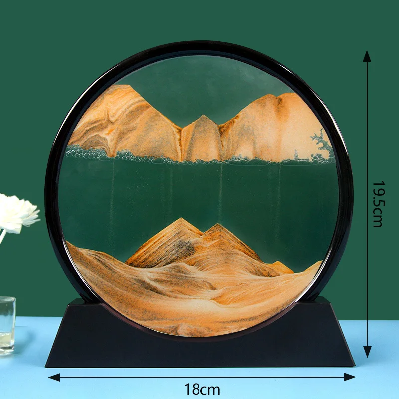 3D Hourglass Quicksand Moving Sand Art Picture Round Glass Deep Sea Sandscape Craft Flowing Painting Living room Home Decoration