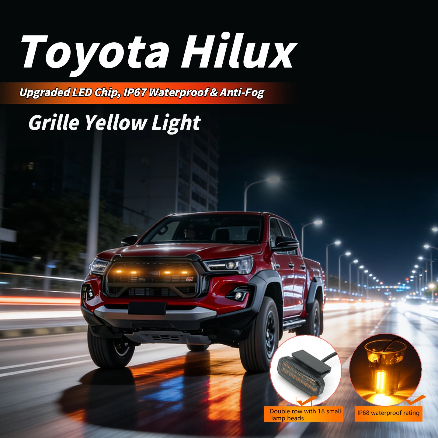 For Toyota Hilux  Grille Yellow LED Specialized Conversion Kit - DRL, Decorative & Spotlight Functions