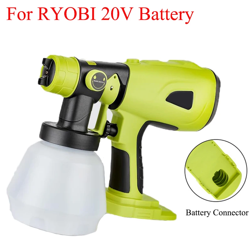 

200W Electric Handheld Paint Gun Cordless Paint Sprayer with 1000ml Container for Ryobi 18V Battery for Interior House Painting