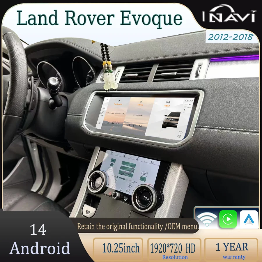 Android14 Multimedia Player Retains OEM Menu 2012-2018 Land Rover EvoqueL538 Radio Car Player And air Conditioning climate panel