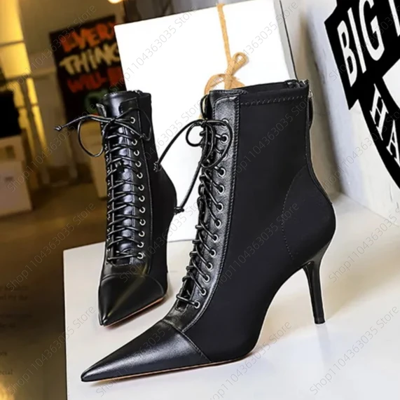 

New Winter Women Shoes Sexy Women Ankle Boots Pointed Toe Stiletto High Heel Boots Plus Size 42 43 Botas de mujer Zapatos