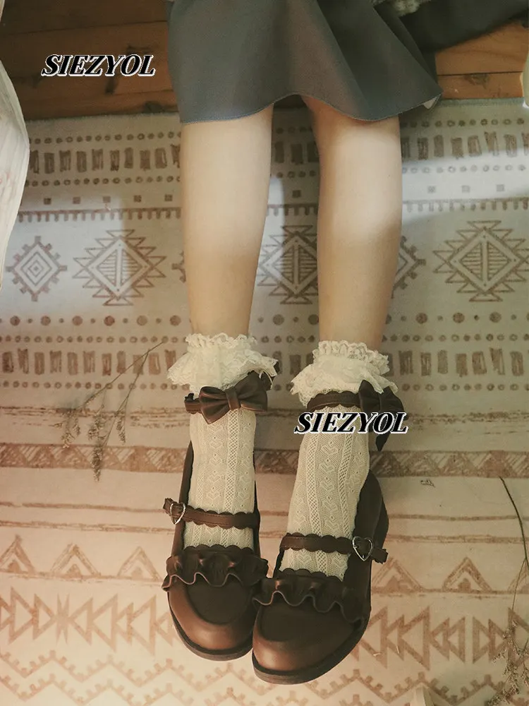 Lolita Sweet Girl Retro Lace Heart Pile Socks Cut Out Solid Color Fishnet Long Socks Lolita Jk Women's Thin Stocking