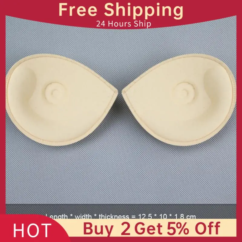 

1pair Bra Padded Thickened Triangle Underwear Sponge Chest Pad Inserts On The Thin Bottom Thick Round Swimsuit Sponge Cup