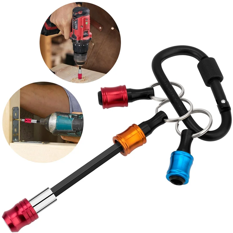 AB45 12-Piece Magnetic Drill Bit Extension Set, 9PCS Bit Extension Kit With 3 Sizes And 3PCS Bit Holder Keychain Durable Easy In