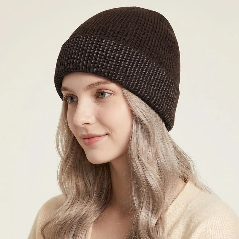 Super Warm Winter Beanie Hat Windproof Double Layer Fleece Lined Knit Cap Soft Ear Defense Cold Weather Thermal Caps Unisex