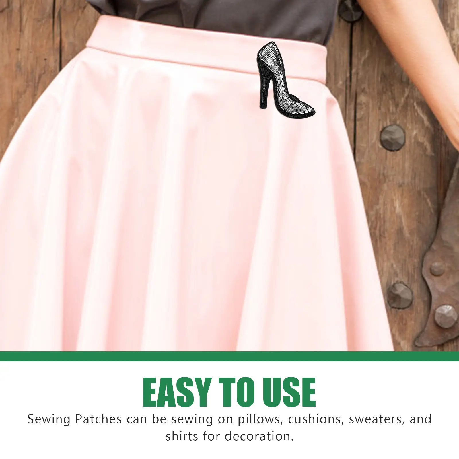 

5 пар декоративных нашивок с пайетками в виде высоких каблуков для самостоятельного украшения одежды, носков, нижнего белья, шляп, сумок, свитеров