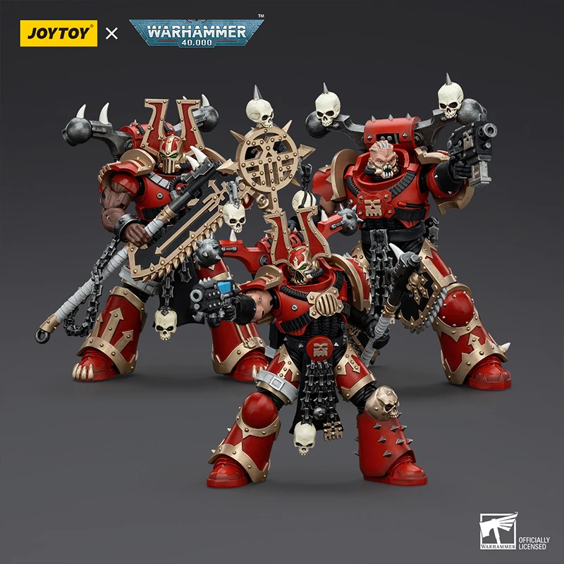 JOYTOY Warhammer 40K 1/18 Scale World Eaters Khorne Berzerker with Berzerker lcon Action Figure Model Toys For Collection