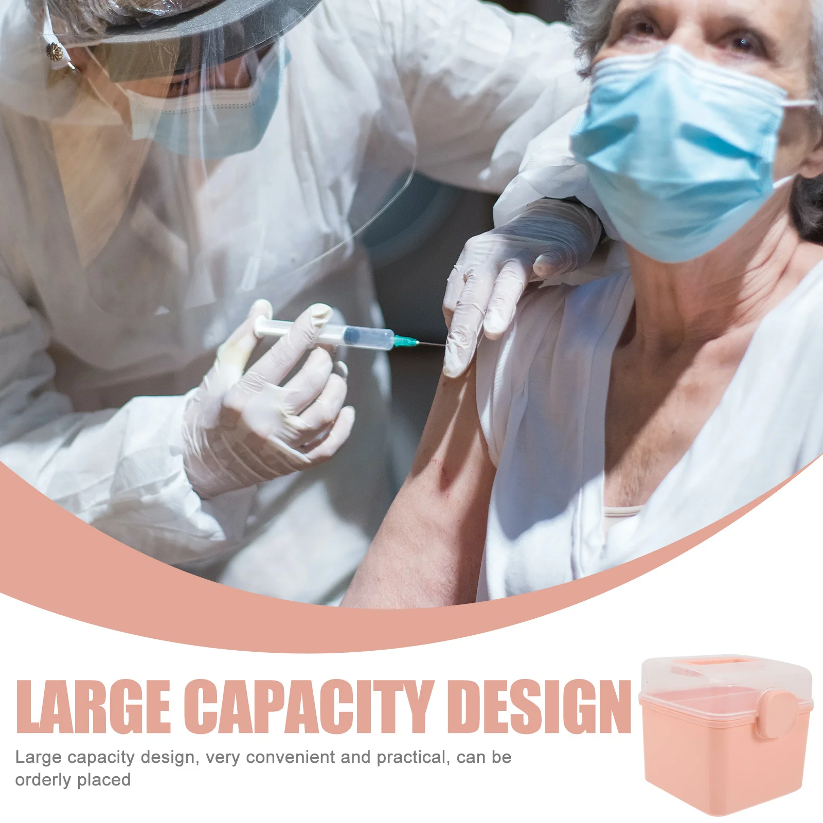 صندوق دواء منزلي محمول متعدد الطبقات حقيبة مساعدة كبيرة لتنظيم الأدوية مع مقبض للمنزل #5