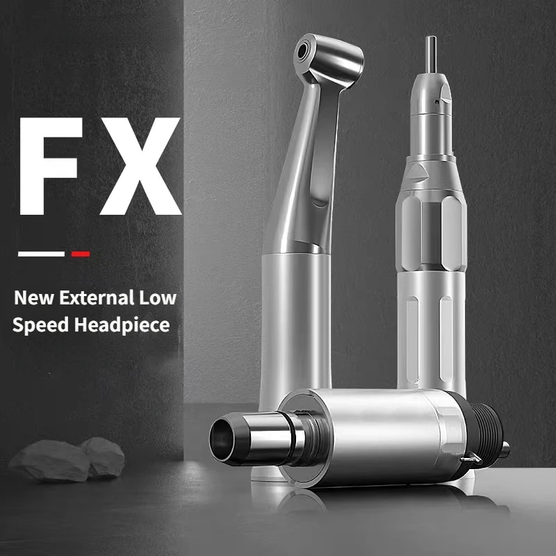 

HEXION Dental Low Speed Handpiece 1:1 Contra Angle for ø2.35mm CA Burs Push Button Straight NoseCone Air Motor 2/4 Holes