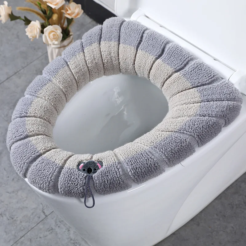 Thickened Toilet Cushion Winter Soft Washable Common Nordic Toilet  Seat Pads Household Bathroom Lavatory Cover Set Pedestal