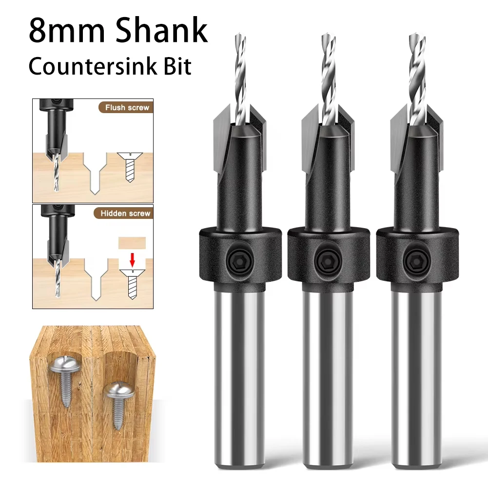 

8mm Shank Woodworking Countersink Drill Bit Taper Hole Alloy Head Step Drill For Wood Screw Installation Self Tapping Drilling
