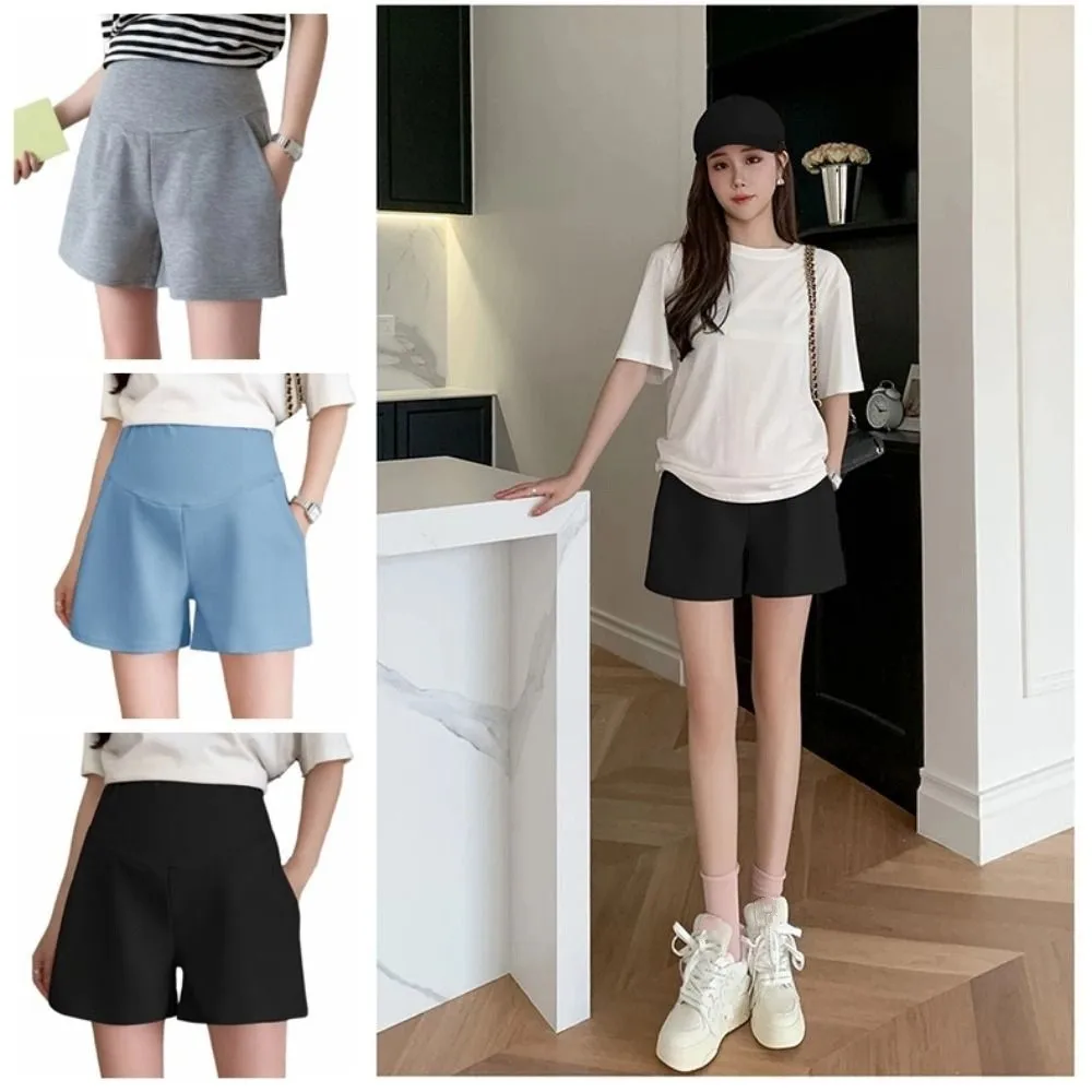 ارتفاع الخصر المرأة الحامل البطن السراويل تنفس XL/XXL الحمل بنطلون بلون مع جيوب الأمومة البطن السراويل #4