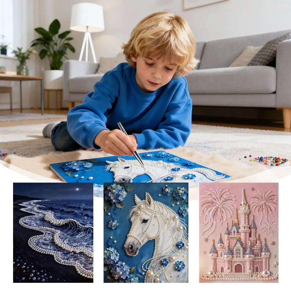 

Набор для детского творчества: рисование и рукоделие, набор для создания картин из бусин, 30*40 см, пластиковые бусины с разметкой, без заусенцев, стойкие к выцветанию, для детей и взрослых