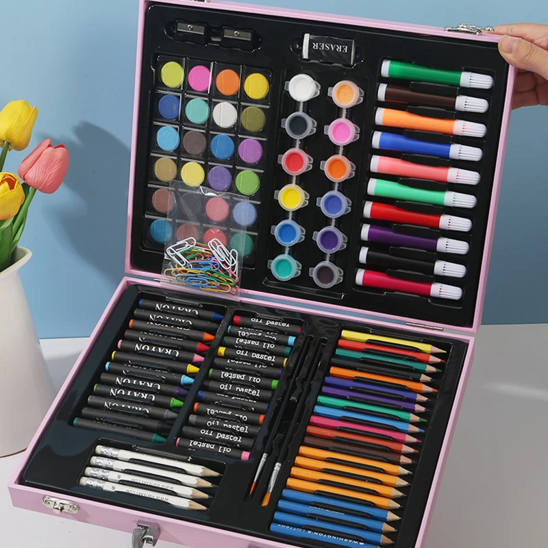 128-piece watercolor and crayon set, perfect for the back-to-school season, painting enthusiasts, and beginners who enjoy painti