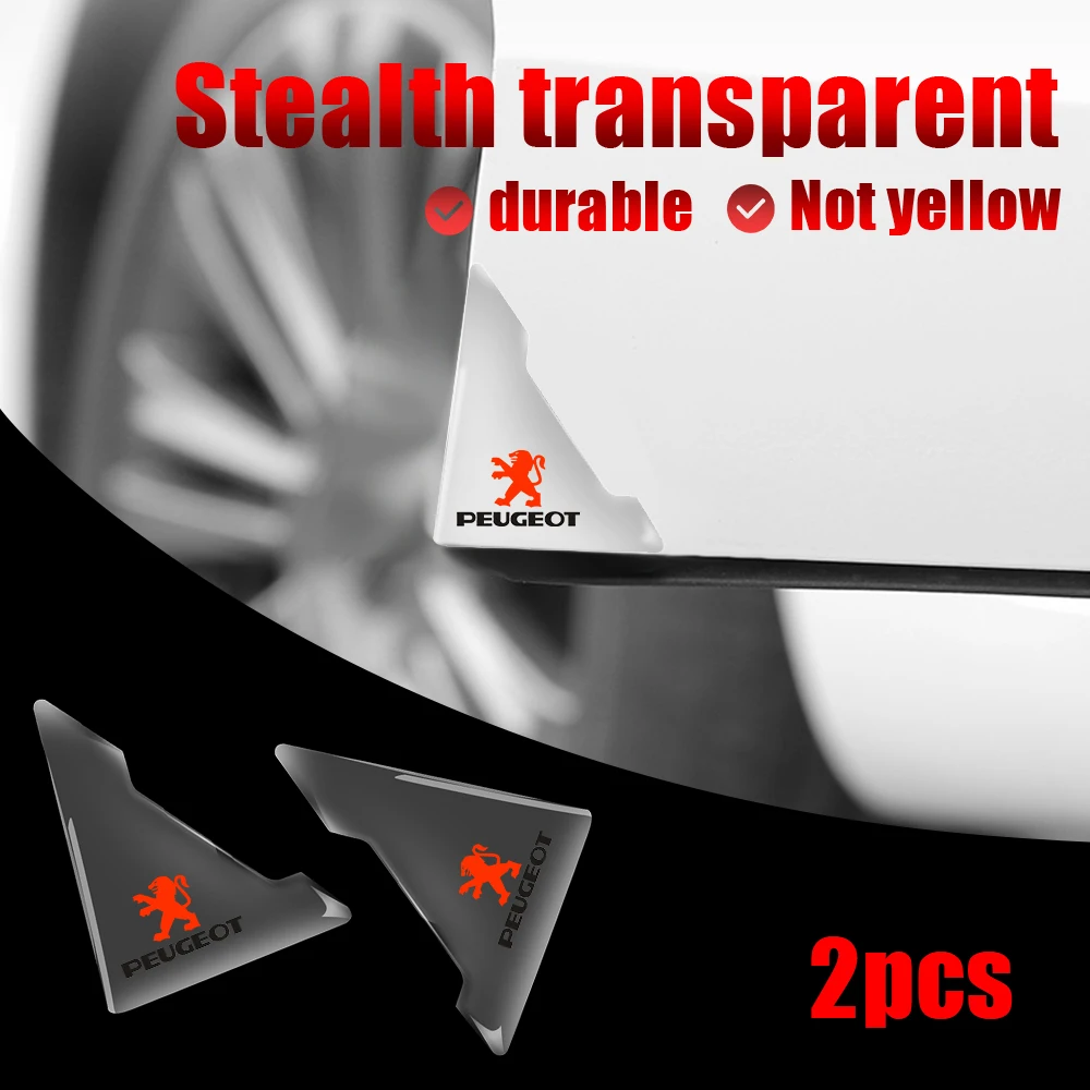 2PCS Silicone Car Badge Door Corner Cover Bumper Crash Scratch Protector Center Cover For Peugeot 408 2008 208 307 3008 508 308 view 5
