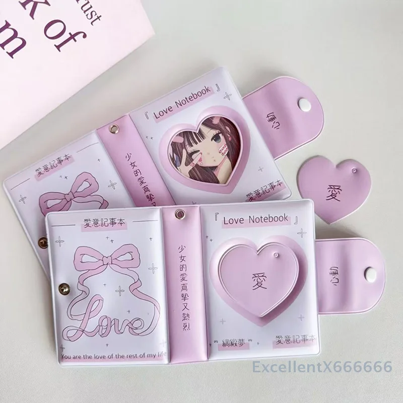 

3-Inch Heart Hollow Photo Card Holder Collector Book with 32 Pockets Water Resistant Photocard Binder for Idol Photos