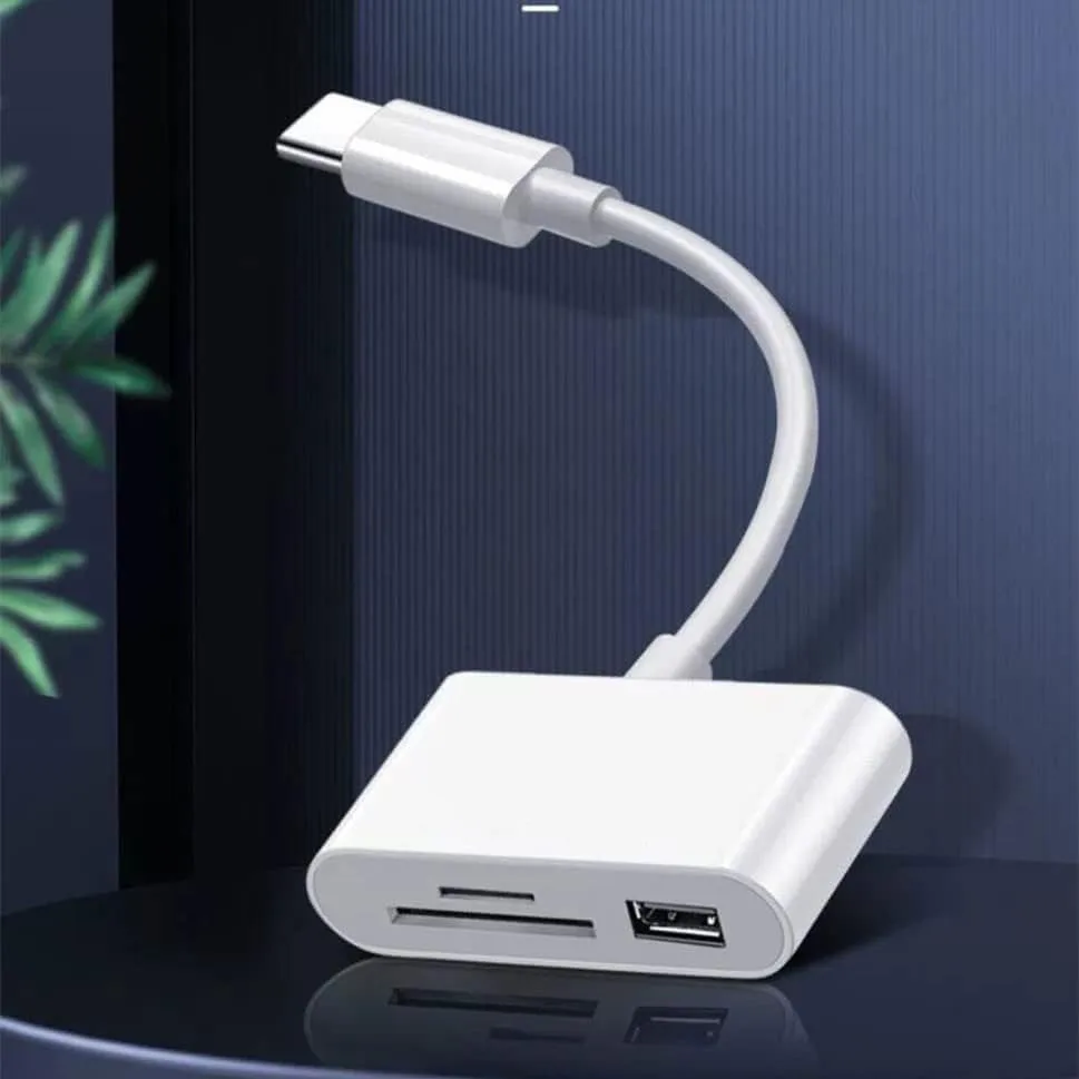 Type C Adapter TF SD Memory Card Reader OTG Writer Compact Flash USB-C 3-in-1 USB C Card Read Compatible With iPhone 15 Pro iPad