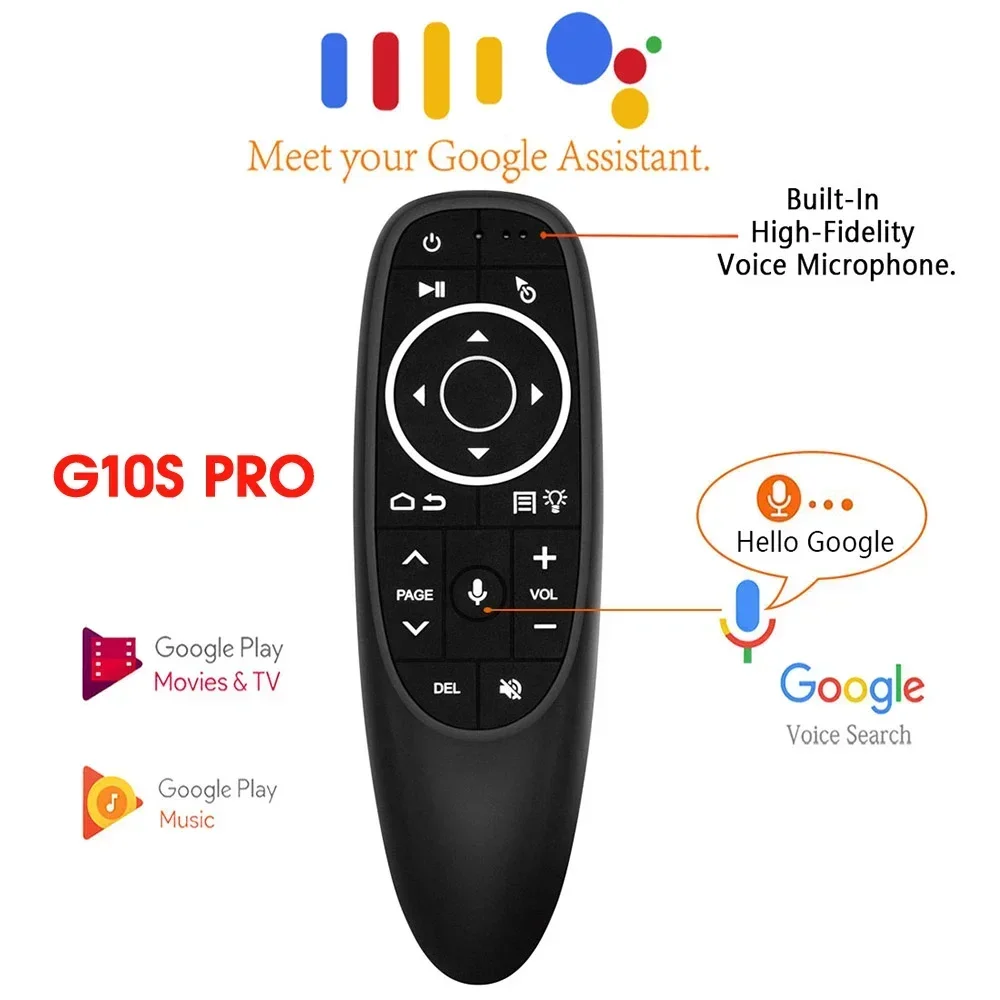 G10S PRO 2.4G Air Mouse Wireless Remote Control with USB Receiver Gyroscope Voice Control LED Backlight for Android TV Box