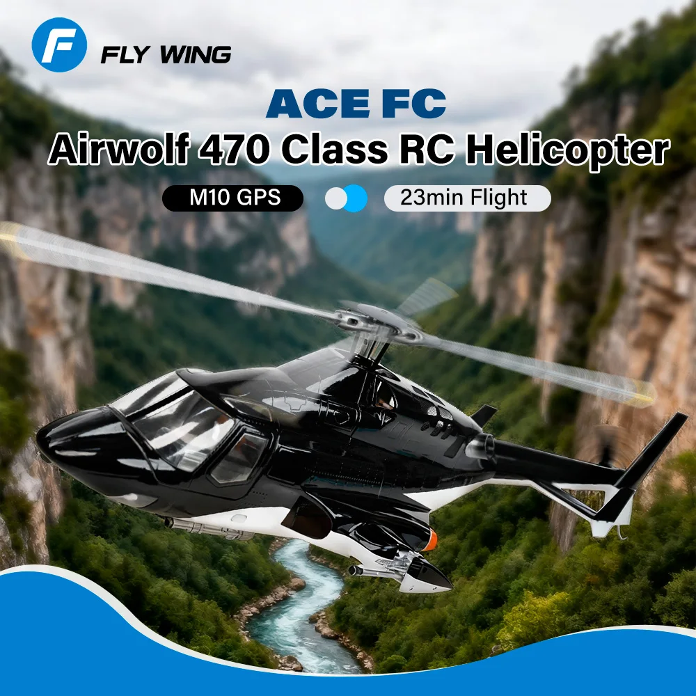 FLYWING Airwolf Helicopter 470-size ACE Flight Controller with M10 GPS Auto Retractable Landing Gear 23 Mins Flight Time Plane