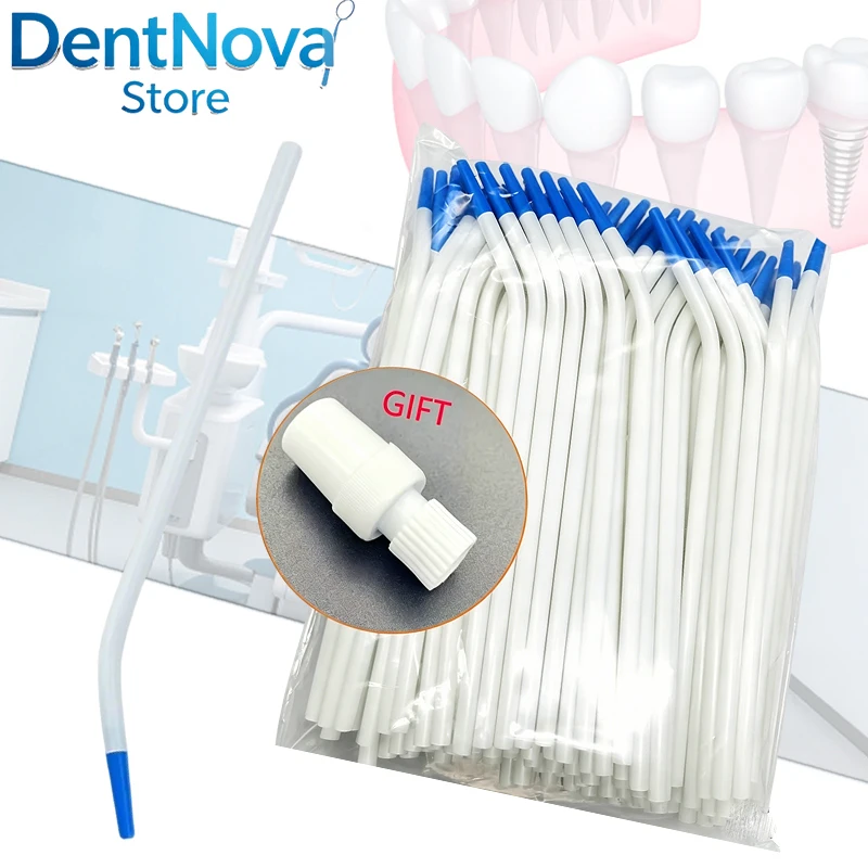 

20pcs/100pcs Dental Disposable Suction Tips, Slim Long Surgical Tubes, Sterile & Durable High Vacuum