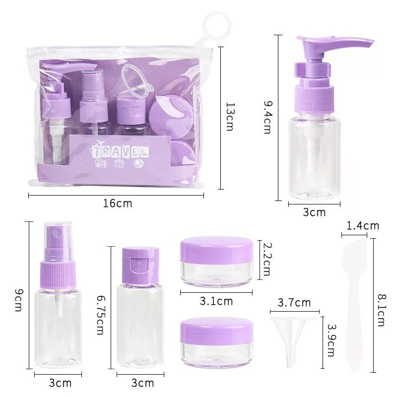 7pcs Travel Bottle Set Leakproof Refillable Containers For Toiletries Shampoo Conditioner Portable Space-Saving TravelEssentials