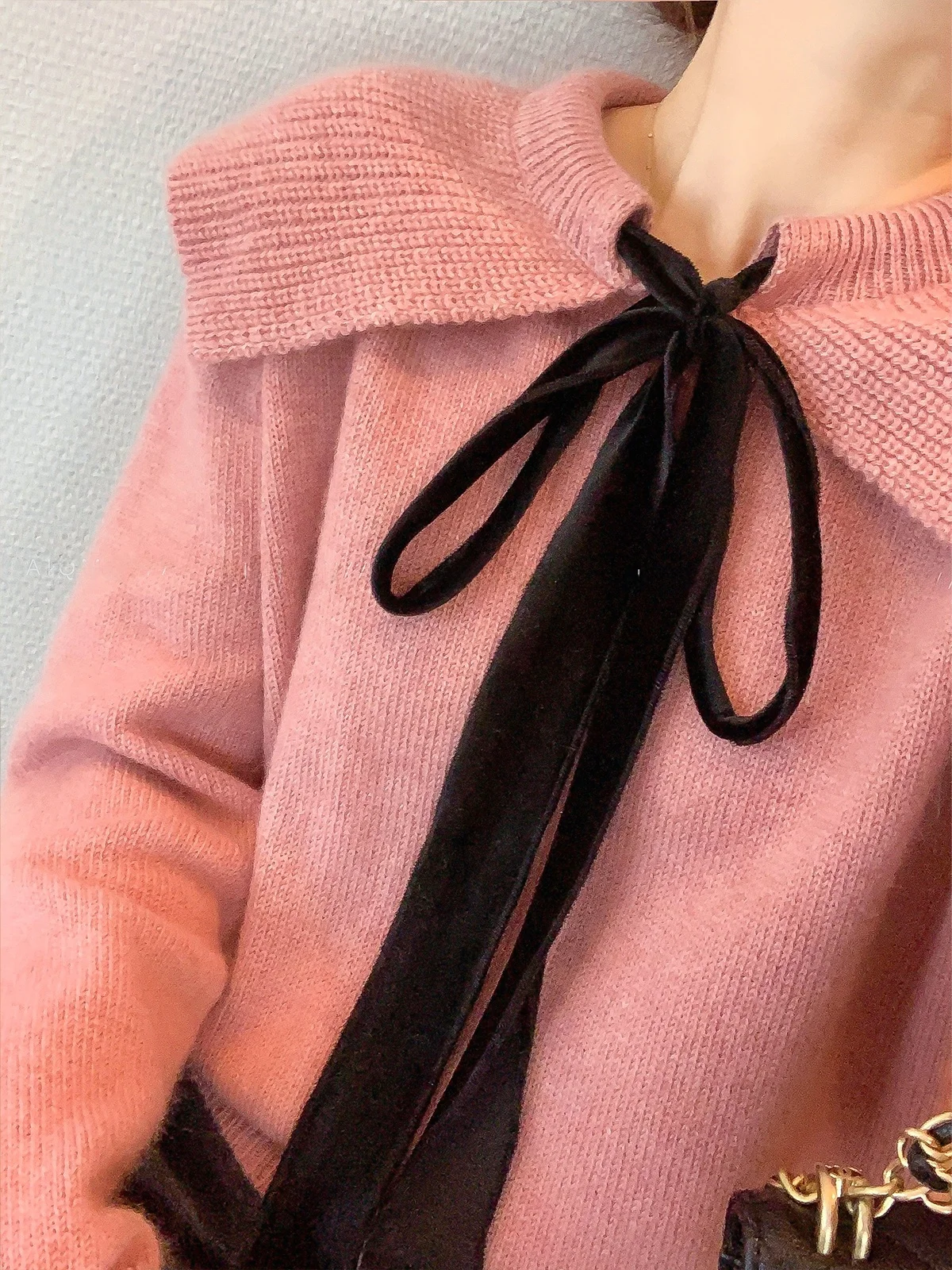 

Winter Commute Knitted Sweater Women's Long Sve Collared Belted Love Devil Fi Versatile Agel Faion Korean Sle