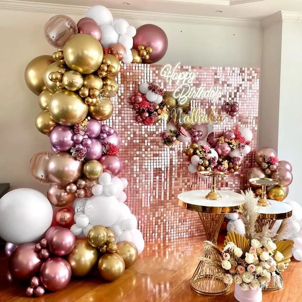 

101 PCS Girl Birthday Party Decoration Balloon Arch Kit Rose Gold Garland Kit Metallic Pink White Balloons Latex Balloons DIY Sp