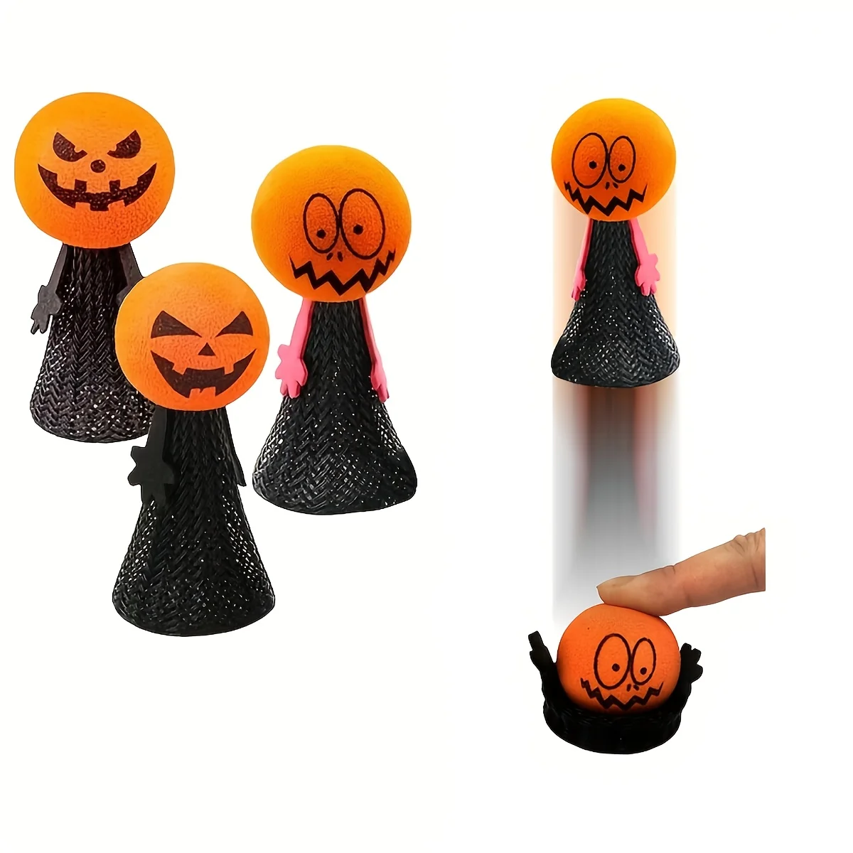5/10PCS Halloween Mini Bouncy Pumpkin Finger Dolls Spooky Finger Puppets for Children Party Game Toy Gift