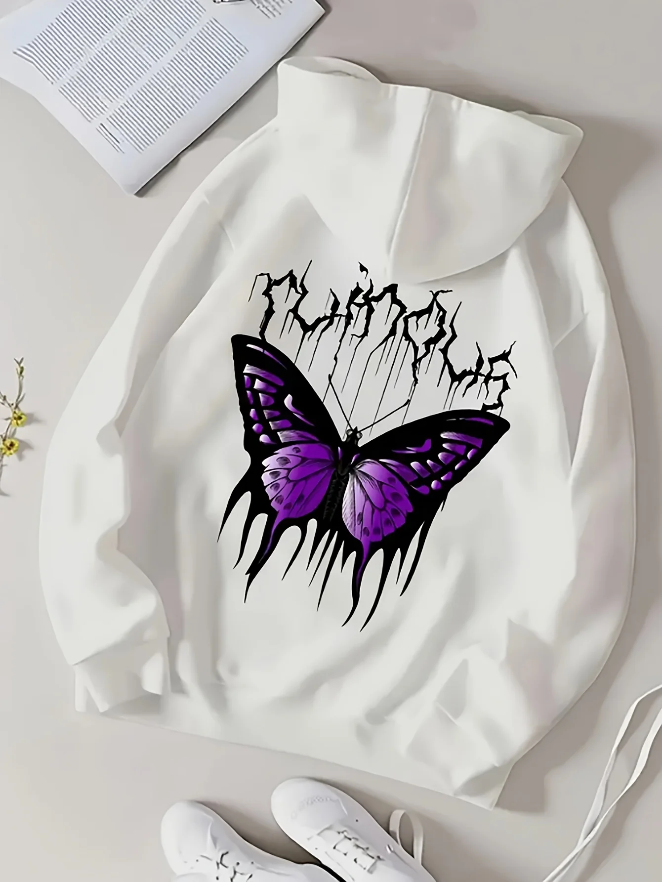 

Мужские и женские толстовки с графическим принтом бабочки, осенние и зимние толстовки из чистого хлопка, уличные спортивные тренировочные брендовые тенденции