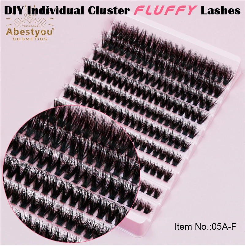 

Abestyou 10 Rows 200pcs Mix D Curl Cluster Fluffy Individual Lashes Lash Extensions Clusters Lashes Soft Natural False Eyelashes