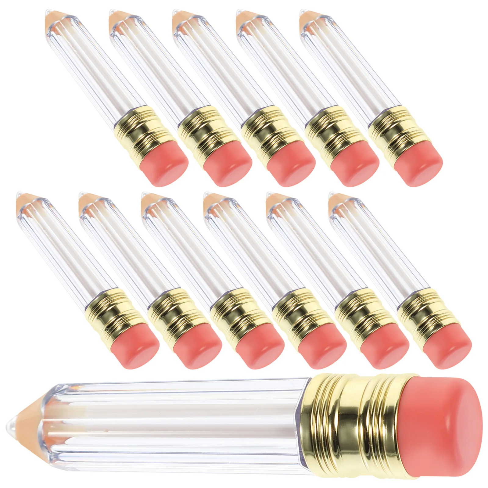 12Pcs Empty Lip Gloss Pencil Tubes Refillable Transparent Containers for Lip Balm Oil Shower Gel Travel Essential