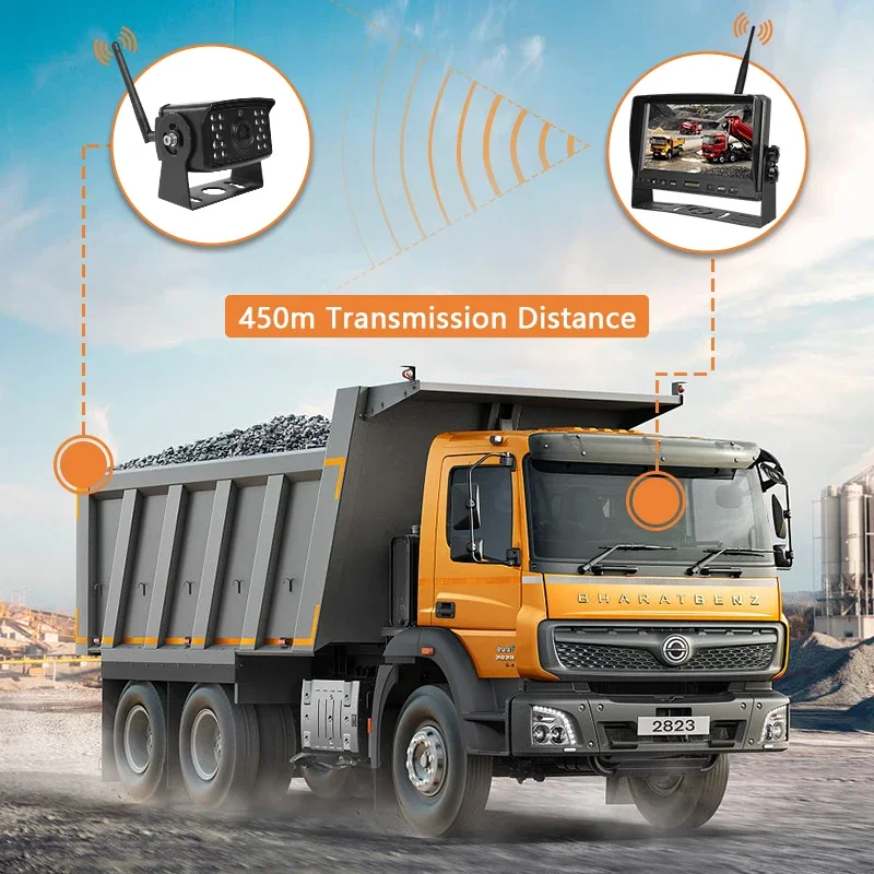 7 Inch Car Truck Bus Split Screen 4 Chan nels Quad AHD 720P Car Security Rear View Monit or Built-in DVR Recording Car