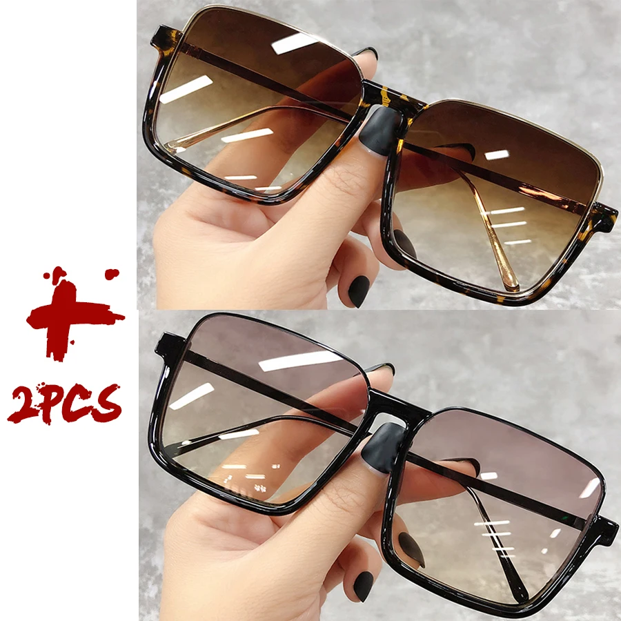 Sonnenbrille Damen 2026 – Große quadratische Fassung, luxuriöses Markendesign, Farbverlauf, Vintage-Sonnenbrille für Damen, Herren, Unisex – Detail 24