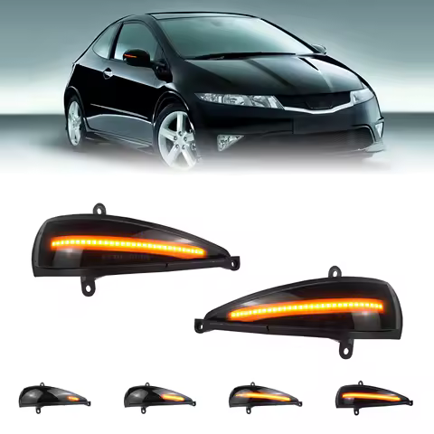 Dynamic Turn Signal Light Flashing Side Rear View Mirrors Indicator For Honda Civic 8th Hatchback MK8 Type-S Type-R FN FK