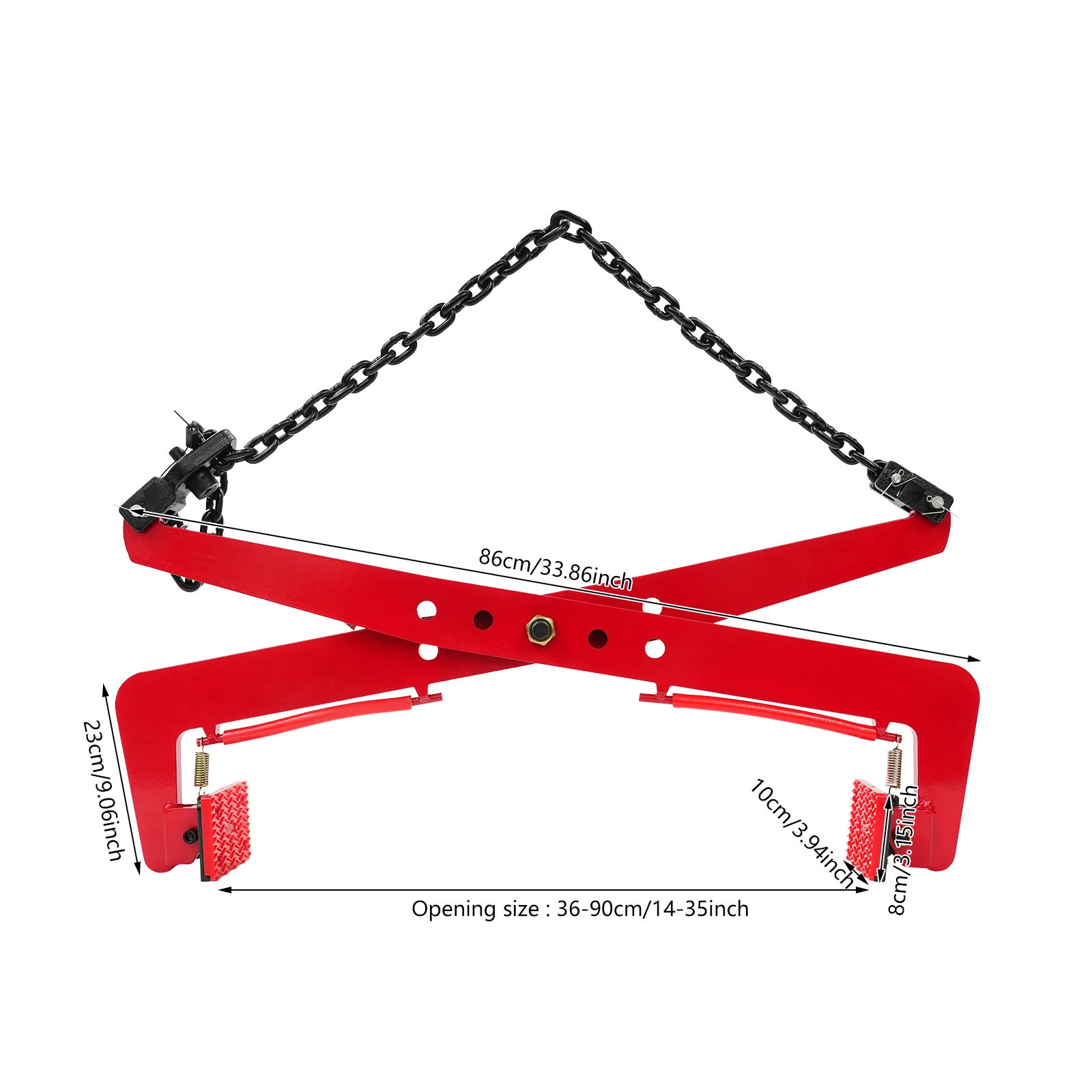 ヘビーデューティーストーンリフティングクランプ、調整可能な開口部14～35インチ、シザーリフタークランプ、垂直リフティング＆キャリング（レッド、800kg）